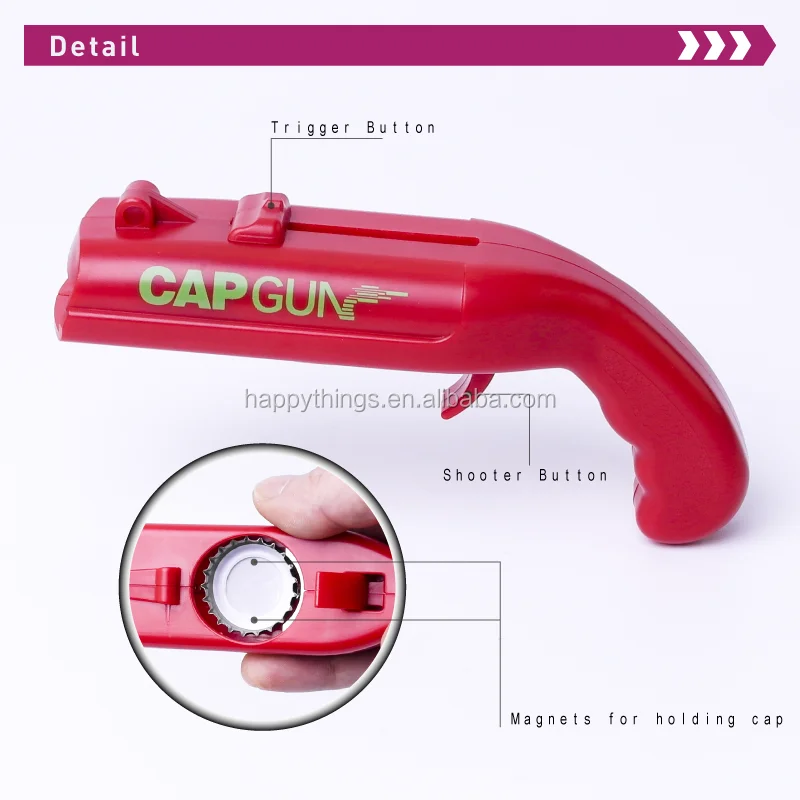 Custom Logo Capgun Opener Low MOQ Plastic Bottle Gun Opener