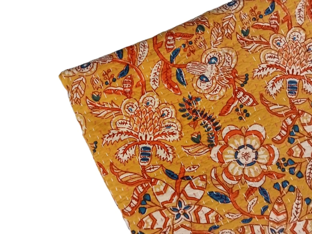Индийское Покрывало Kantha ручной работы Queen King покрывало из