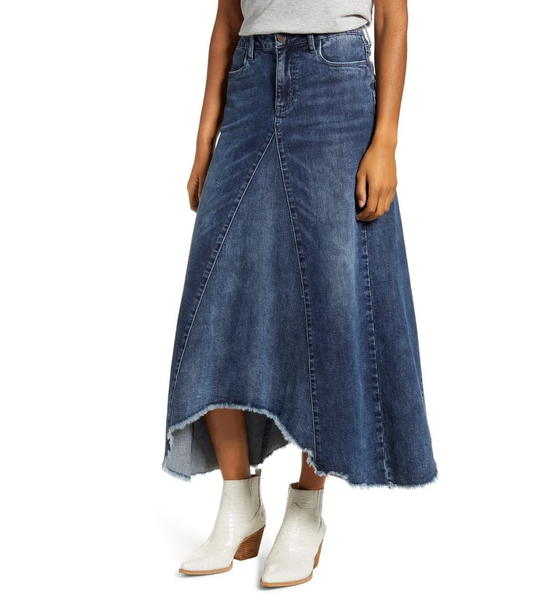 Factory Wholesale Maxi Style Blue Ladies Long Skirt Women Korean Denim High Waist Stretch A Line Long Jeans Skirt