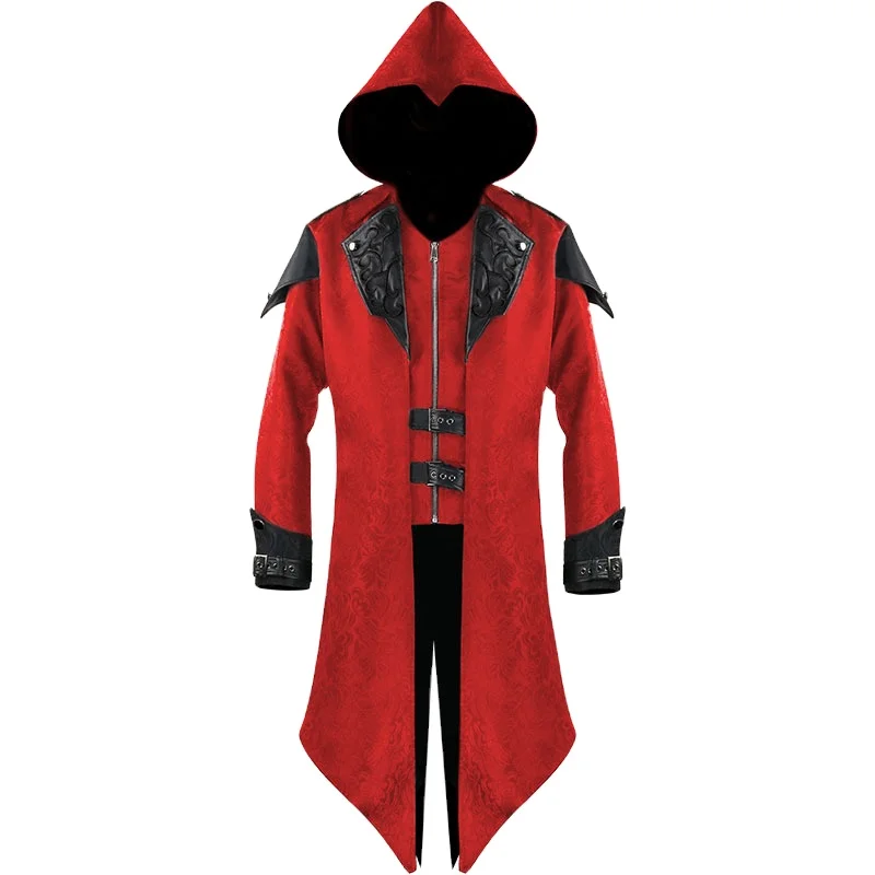 BAIGE Assassin Cosplay Medieval Man Streetwear Hooded Jackets Outwear Costume Edward Assassins Creed Halloween Costume