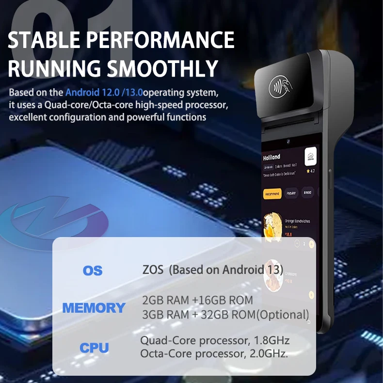 Z92 Android 13.0 Smart POS Terminal for Warehouse Management Handheld POS  Machine With Thermal Printer