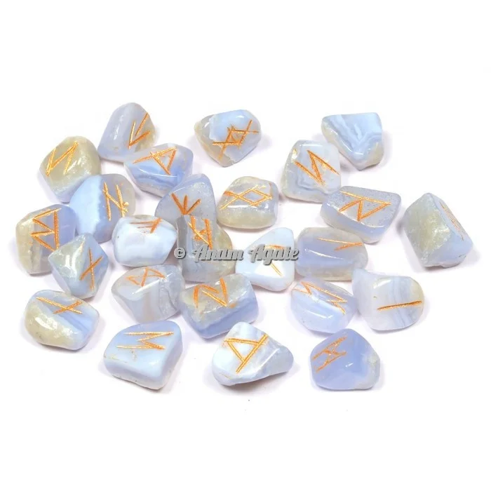 Blue Lace Agate Rune Stones Set Wholesale Gemstone Runes - Buy Gemstone Rune Set Feng Shui Natural Gems Anam Agate High Level