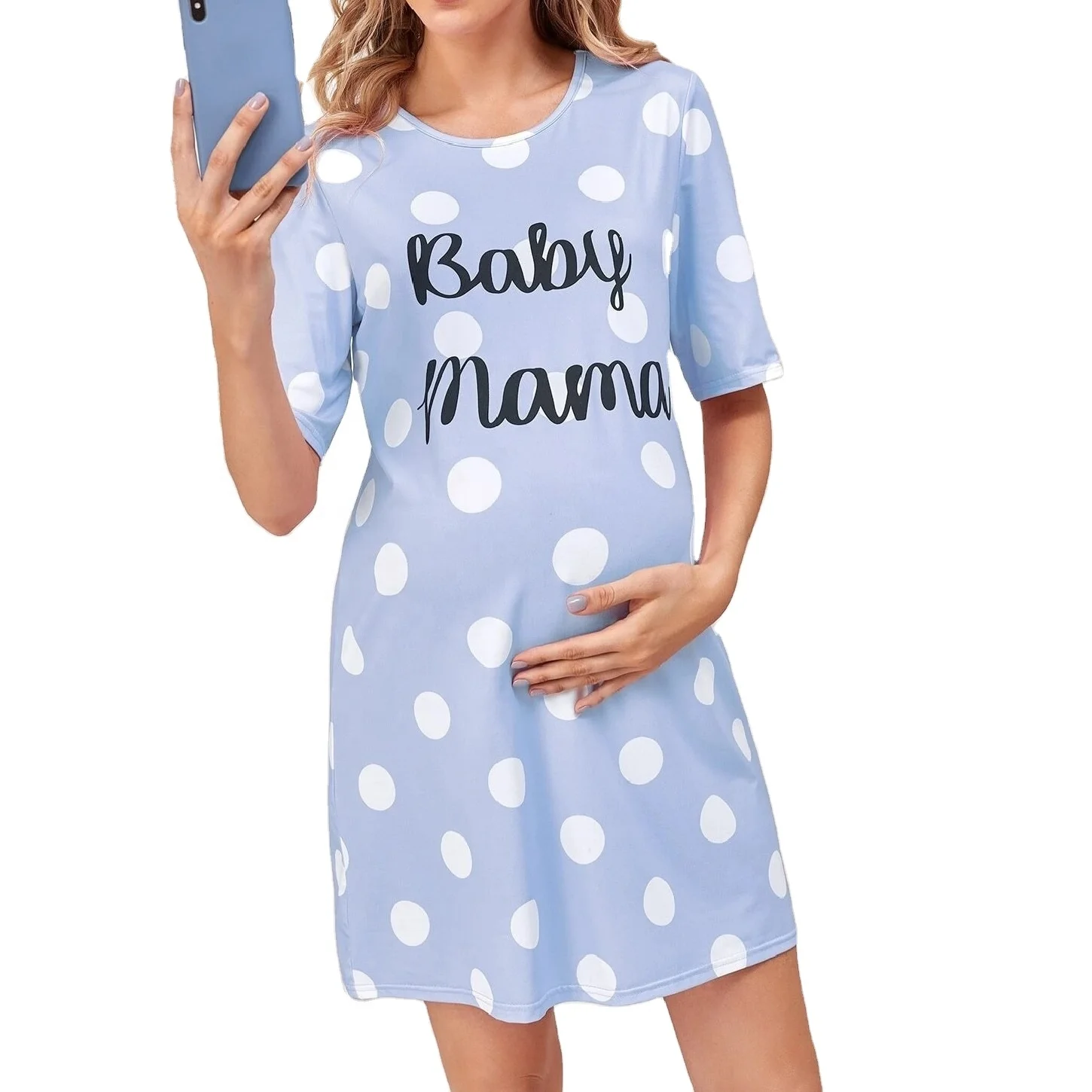 Cotton slogan printed maternity sleep shirt women summer nightgown nightwear clothing  sleepwear casual wear pregnant ladies