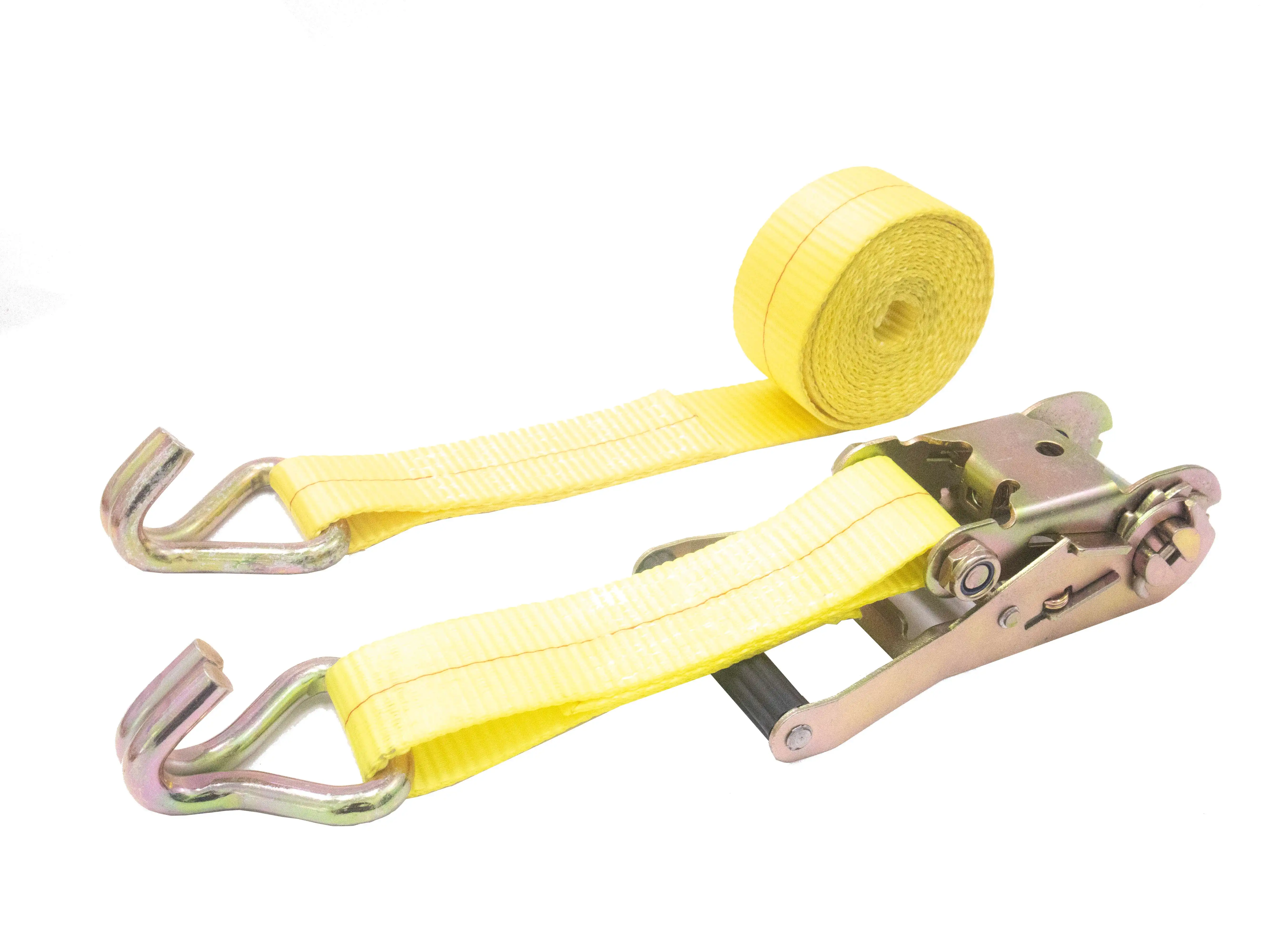 50 mm Yellow Ratchet Tie Down Strap for Heavy Duty Cargo Lashing Belts Lifting Sling -  Customized Length