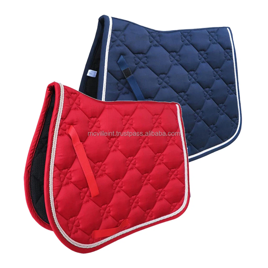 Square Quilted Cotton Comfort English Saddle Pad Horse Riding Pad Shock Absorb PU Saddle Safe Horse Soft Equestrian Seat Pad