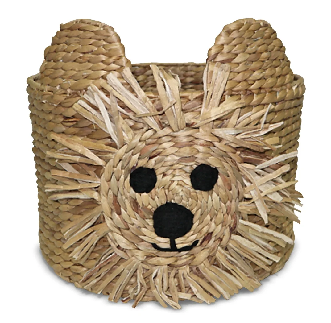 Handwoven Bin Water Hyacinth Raffia Baby Lion Basket Laundry Storage From Vietnam