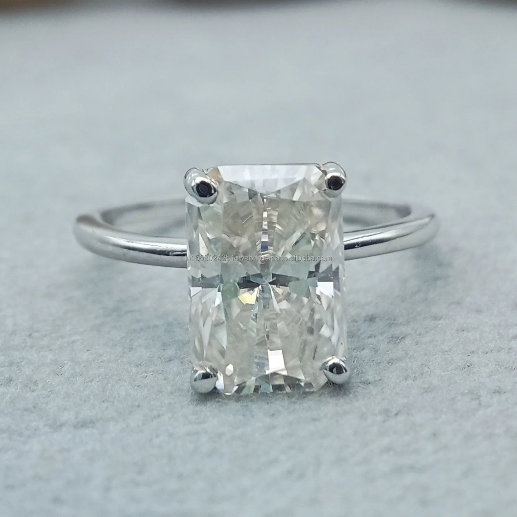 ASSCHER Shape Fine Jewelry 925 SILVER White Yellow Gold vvs Moissanite Diamond Solitaire Engagement Ring 2.0 CT Wedding Ring