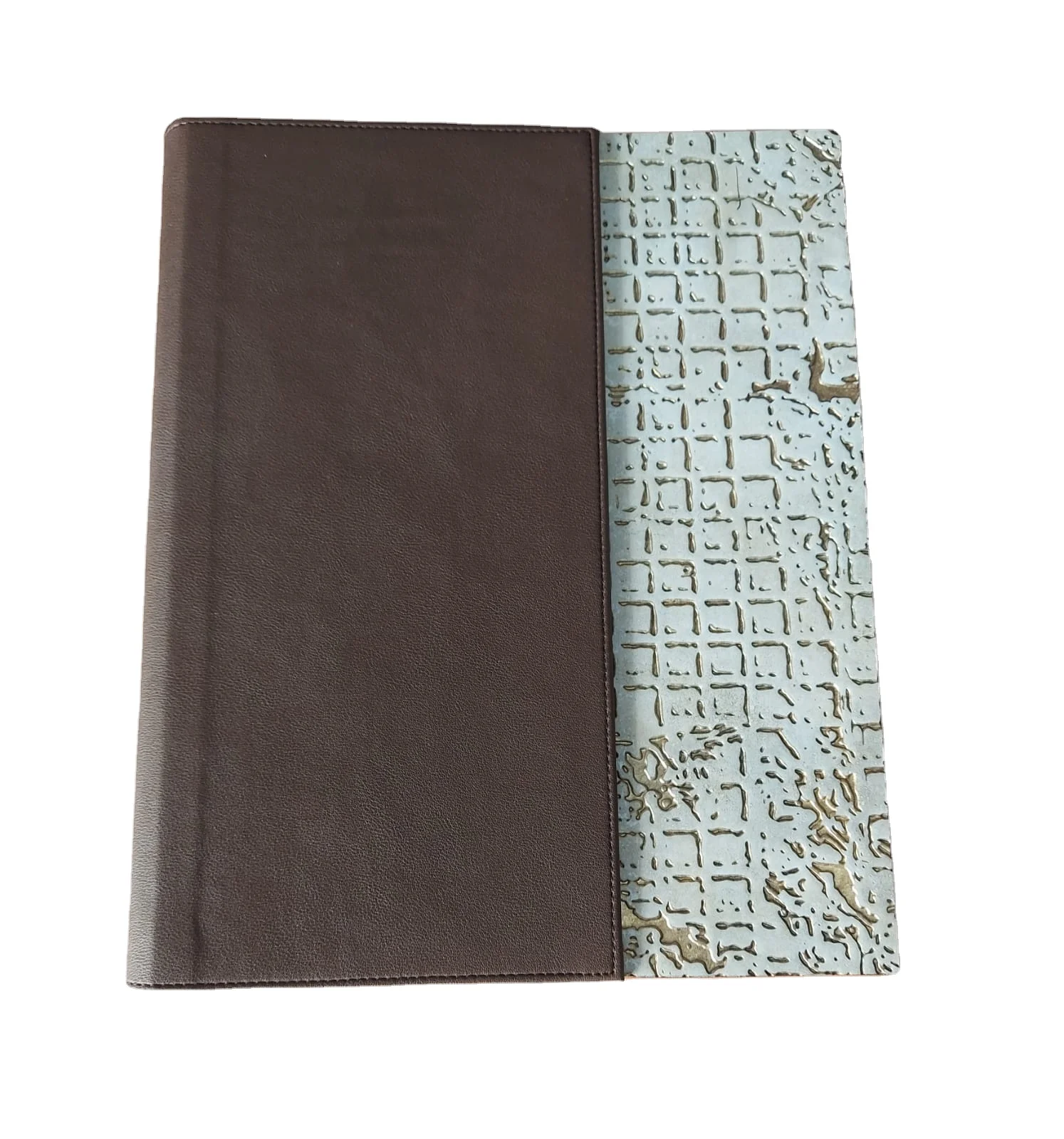 Wholesale Custom A4 Modern Vegan Leather Dessert Menu Folders Grey with Wood Panel PU Material for Hotels and Restaurants