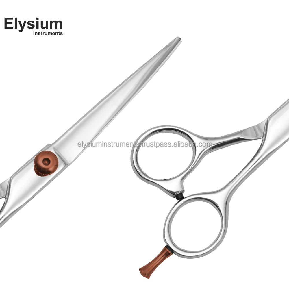 Rose Gold Accent Stainless Steel Hair Cutting Shears, Hairdressing Salon Professional Barber Scissor OEM with Custom Logo