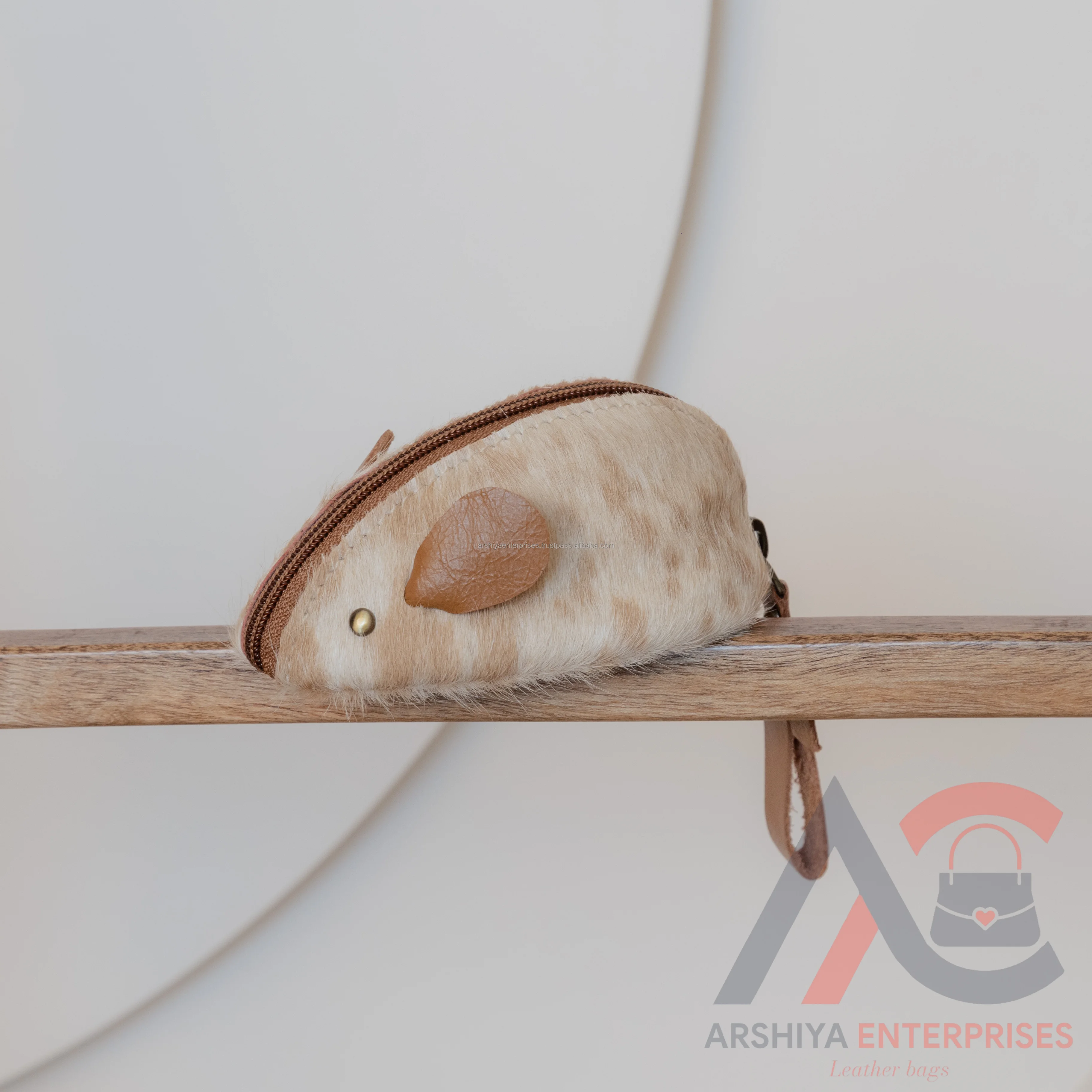 New Handmade Hair On Genuine Leather Mouse Coin Purse Cute Cowhide Leather Coin Pouch For Boys And Girls Mini Zipper Coin Purse