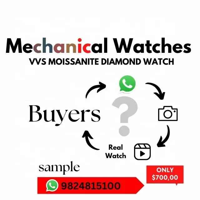 Full White VVS Moissanite Diamond Watch Luxury Customize Hip Hop Mechanical Watch With GRA Certification