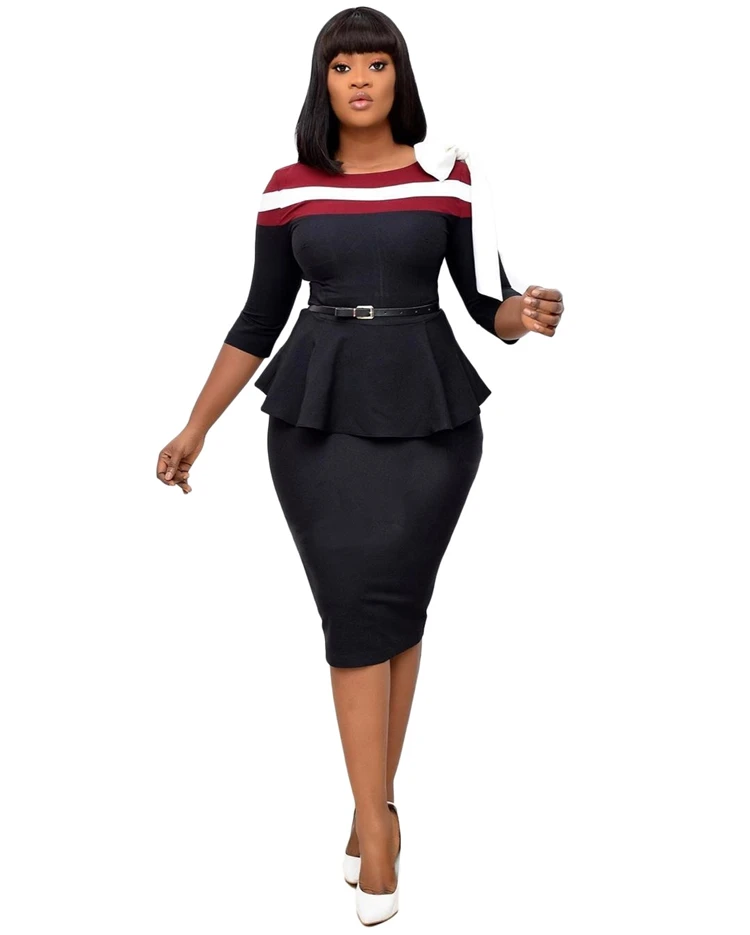 Vestidos Elegantes De Mujer Plus Classy Uk Dresses Ladies Woman Clothing Bayan Elbise Thailand African Women Office Dress