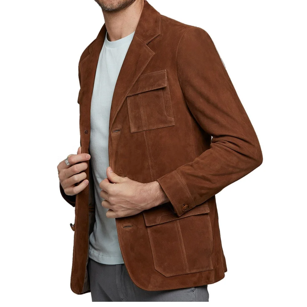 New sof Super Stylish Brown Men Leather Coat Style Jacket Fully Customized With Original Sheepskin Front closure Style buttoned