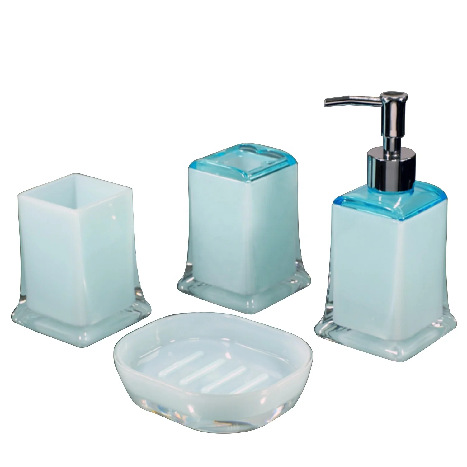 Colored 4 pcs acrylic bathroom accessories set