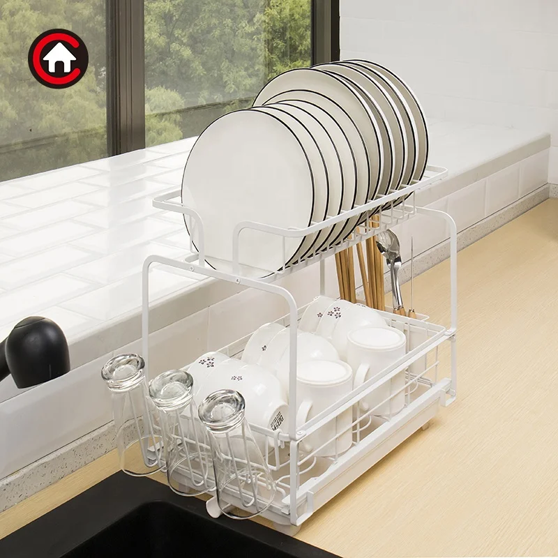 Двухъярусный выдвижной ящик, кухонный столешница, органайзер для хранения посуды, сушилка для посуды, подставка для посуды