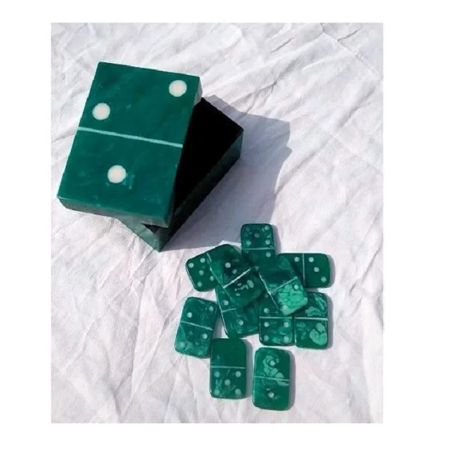 2024 Top Selling Resin Classic Board Games Double 6 Dominoes Gift Set 28 Tiles with Resin Box Wood Case Juegos de Mesa