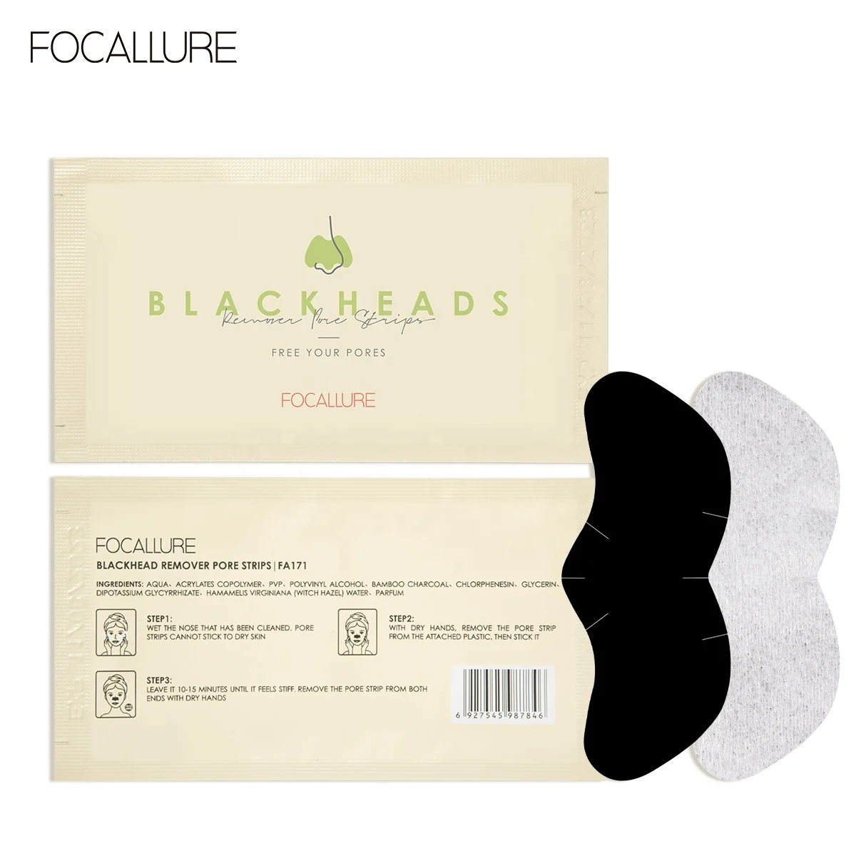 FOCALLURE FA171 beauty products blackhead aged cutin peel off black nose strips mask for nose