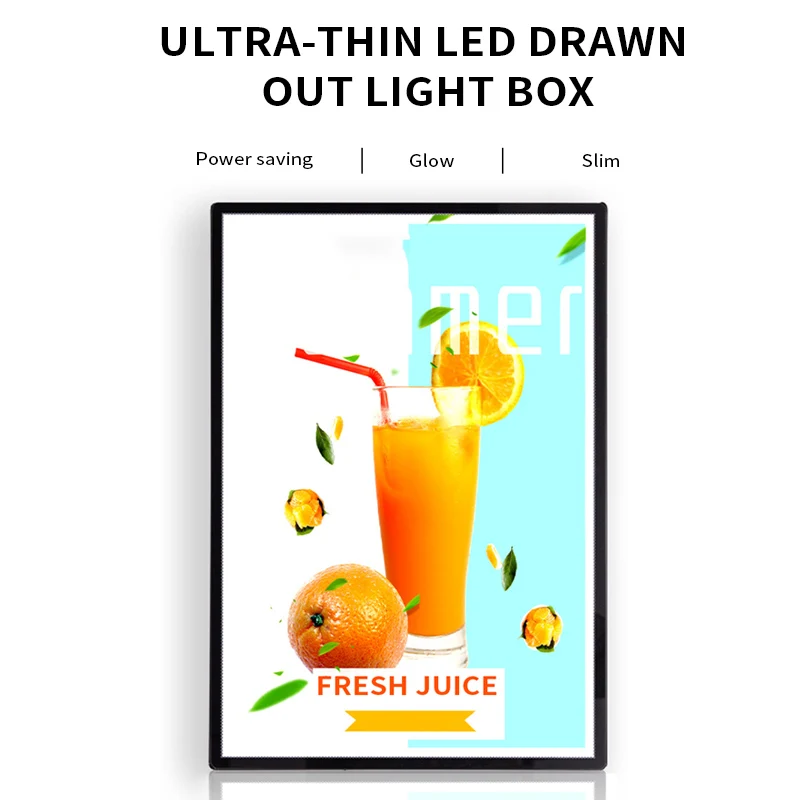 Round Corner A1/A2/A3/A4 Slim Light Box High Brightness Billboard Elevator Signboard Cultural Wall Led Indoor Poster Display