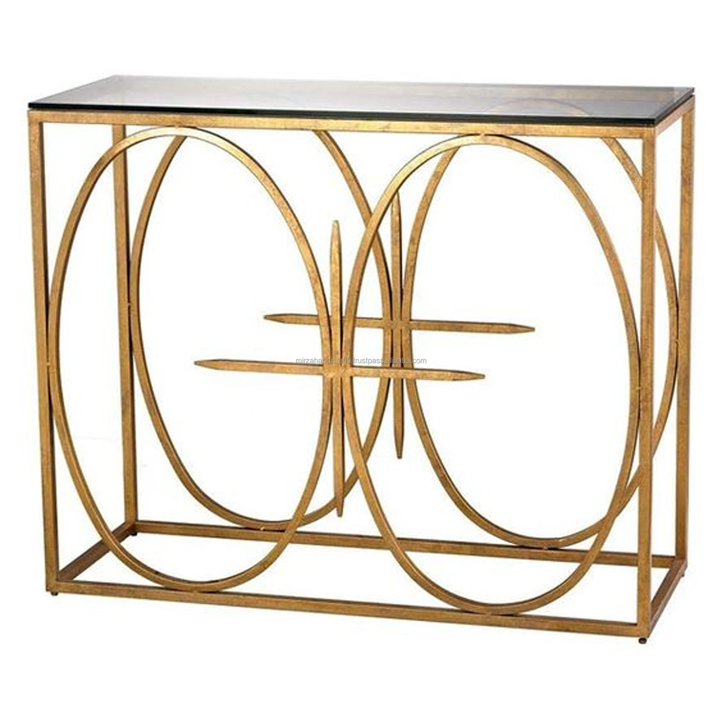Stylish Leafs Design Console Table Modern Furniture Perfect for Bed Sofa End Side Table Handmade Metal Gold Customized