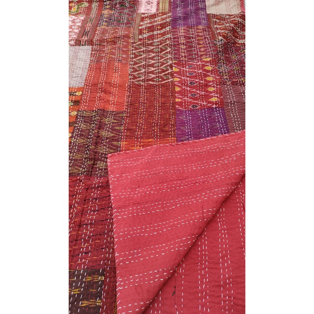 Двустороннее винтажное ПОКРЫВАЛО РУЧНОЙ РАБОТЫ Kantha CPKQ002