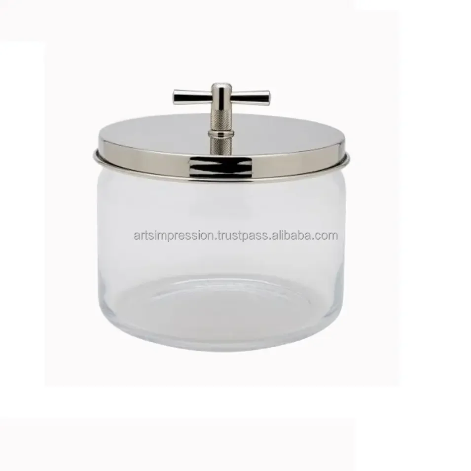 Metal Lid for kitchen Ware Accessories Tea Storage Container Metal and Glass Jar With M and Fruit Candy Designer  Best Quality