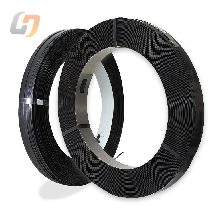 Factory direct price 0.6*16mm black painted waxed oscillated winding steel strapping band steel banding strap steel tape