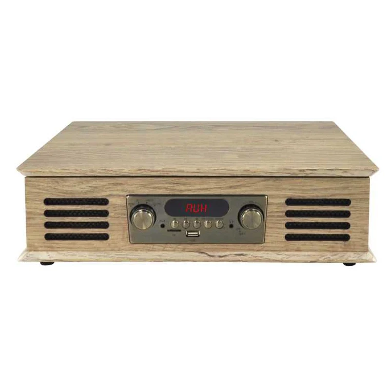 3-speed Vintage Bluetooth Turntable Player with LED Display USB/TF/FM/Bluetooth/Aux in Vinyl Record Player