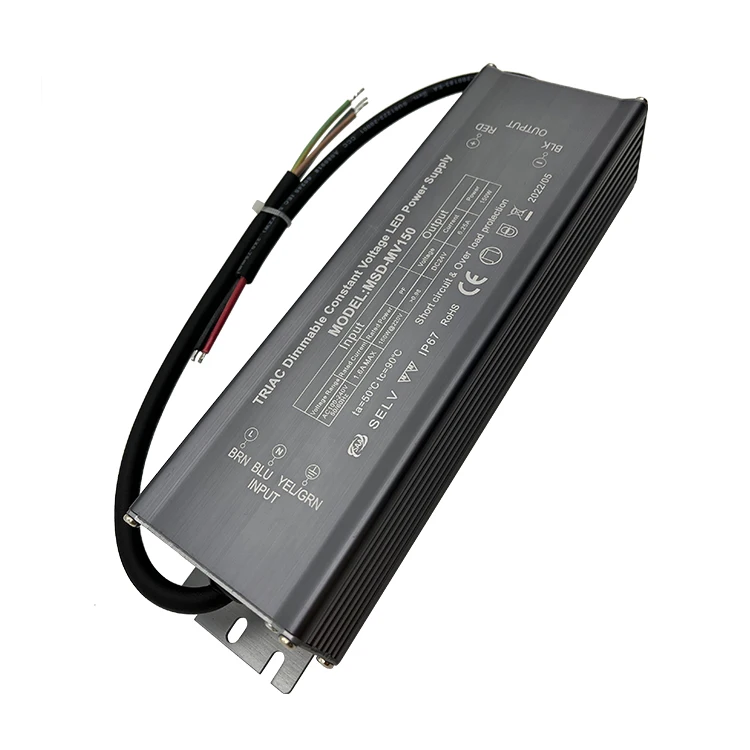 150W IP67 Waterproof Triac dimmable Power Supply Constant Voltage 24V 6.25A Leading and Trailing Edge Dimmable Led Driver