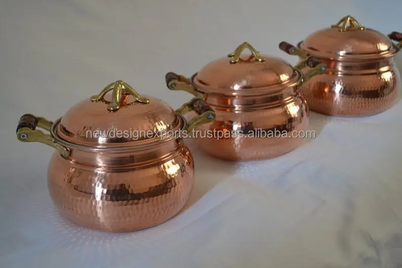 casserole pots with lid, Hammered