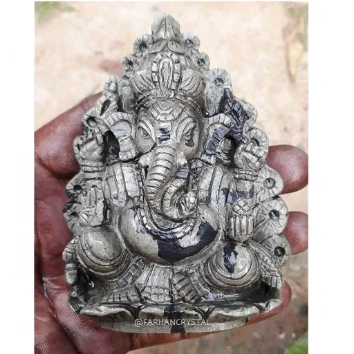 Golden Pyrite Ganesha Statues | Gemstone Statue Handmade Hindu God Figurine Made in India