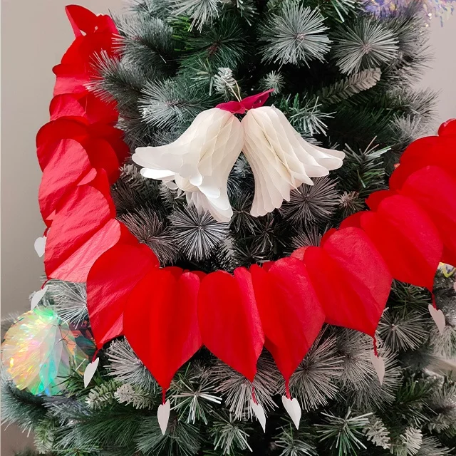 heart shape of honeycomb paper garland for wedding decoration