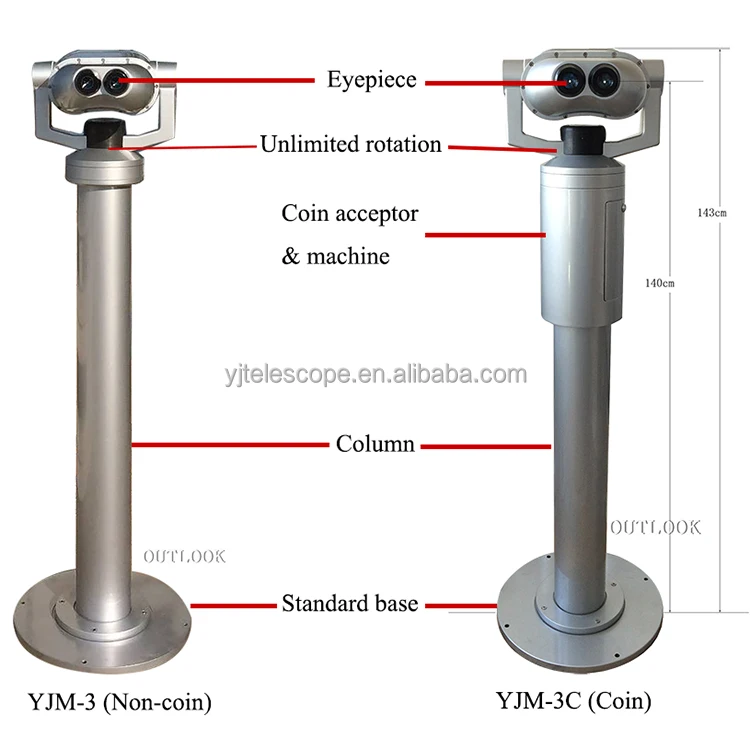 Paper coin and non-coin operated telescope and binocular for long range outdoor observation by original factory and supplier