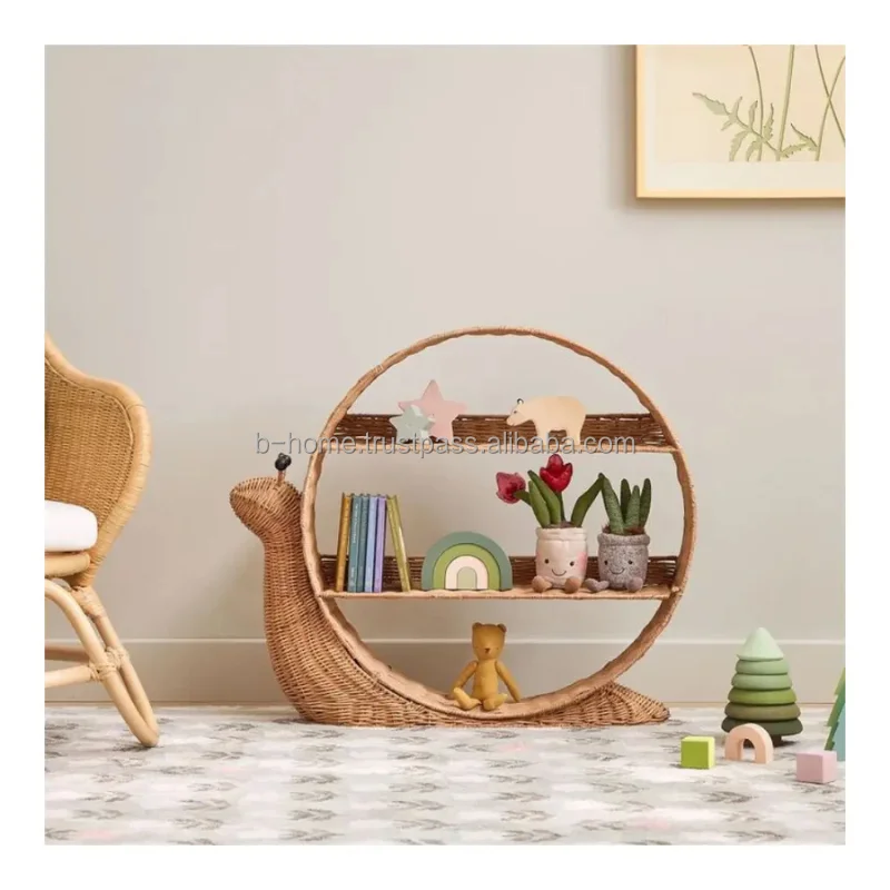 Best Choice Wholesale Handmade Natural Rattan Snail Shelf Woven Wicker Shelf Decoration for Baby Room Direct from Vietnam