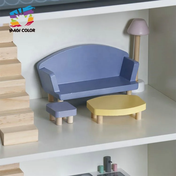 Hot Selling Kids Miniature Modern Wooden Dollhouse With Furnitures W06A535