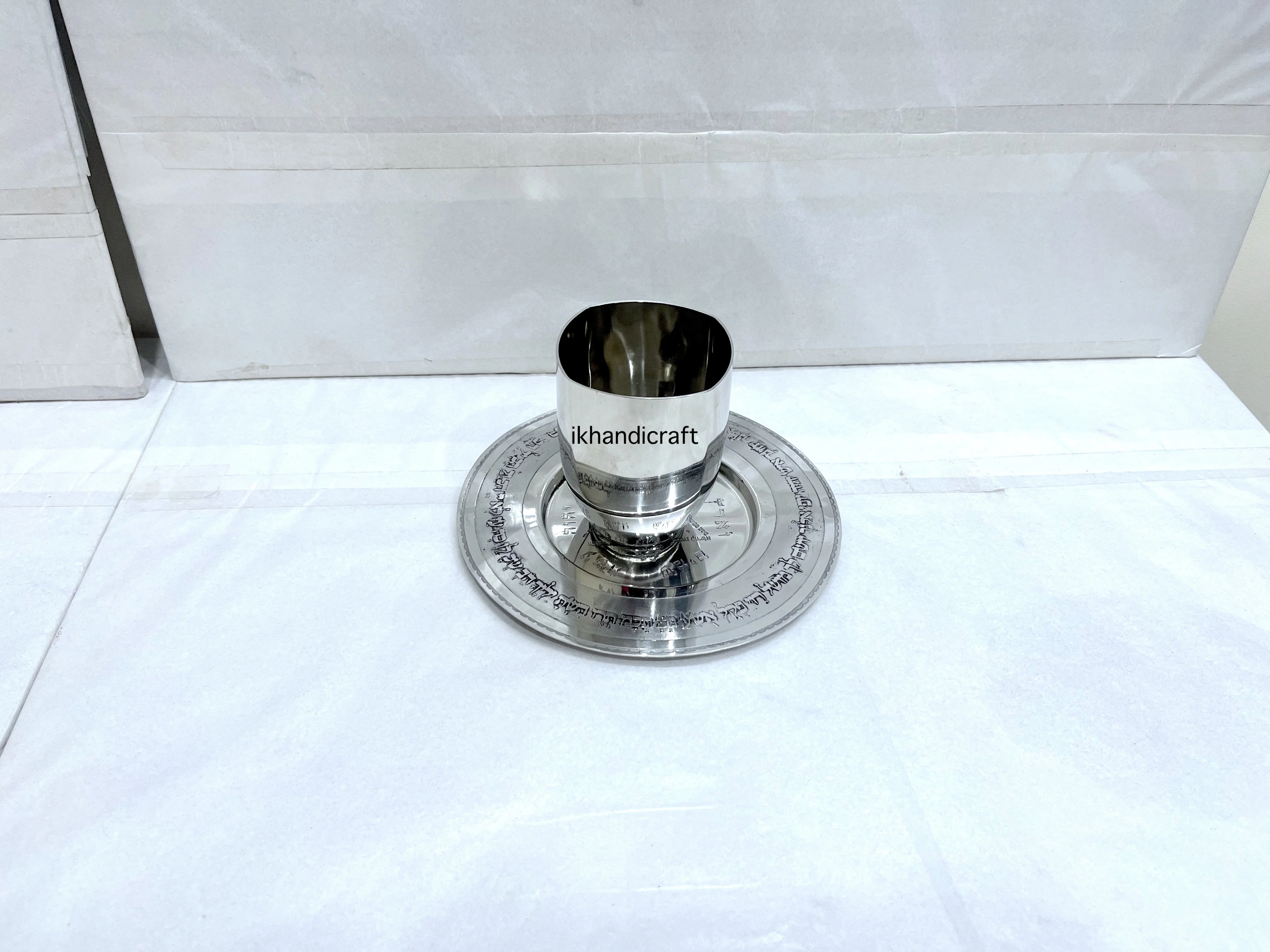 Hot Sale Customised Premium Brass Metal Wine Goblet Nickel Silver Plated Kiddush Cup Modern Design Direct from Indian Factory