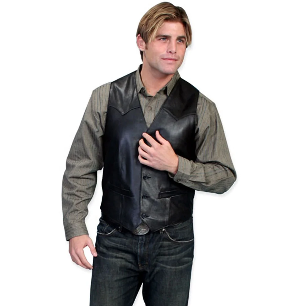 cool fashion snap button mesh lined genuine sheepskin and cowhide leather motorcycle biker vest leather vest