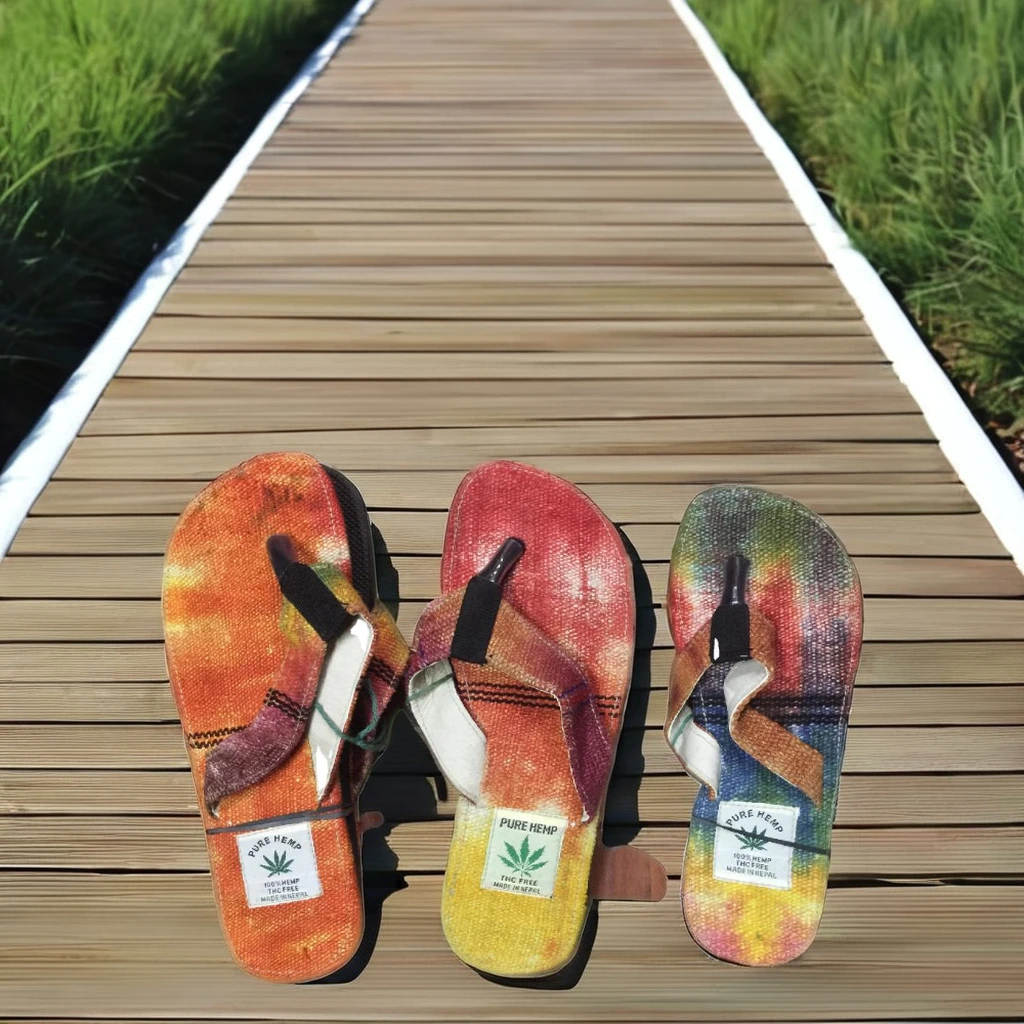 Летние шлепанцы ручной работы из органической ткани удобная верхняя Резиновая стелька противоскользящие с принтом