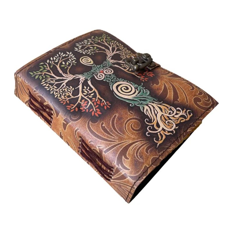 Printed Journal Deckle Edge Vintage Paper Mother of earth Journal Design Handmade Leather Sketchbook Clasp Of Unique Cover Diar