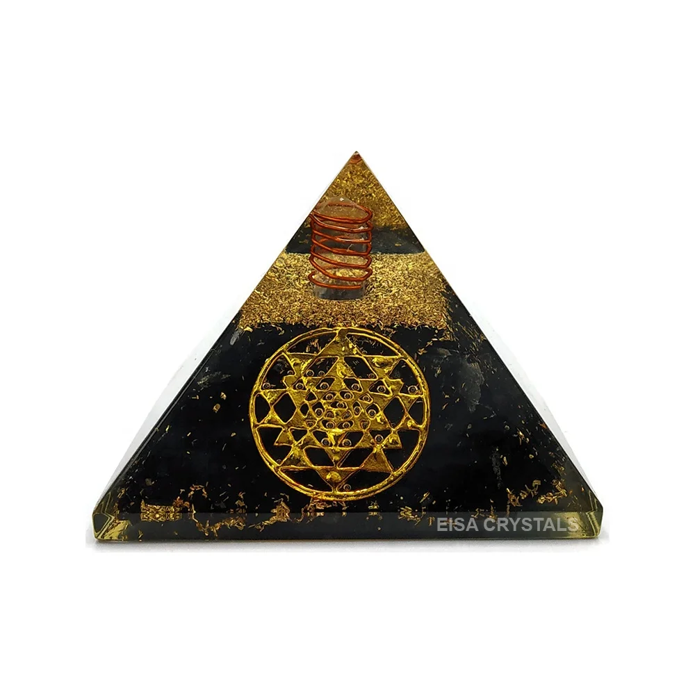 Стильная резная черная турмалиновая оргонитовая Пирамида Reiki Orgone для украшения дома купить онлайн из кристаллов Eisa