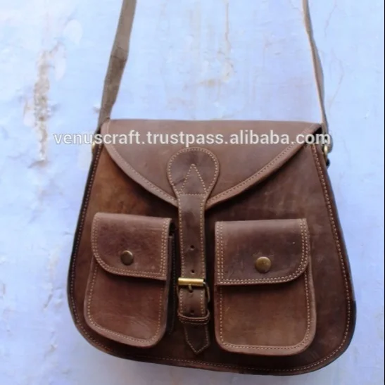Hot Selling Stylish Distinctive Handcrafted Genuine Leather Brown Women Saddle Crossbody Pouch Latest Design Bags Export Selling