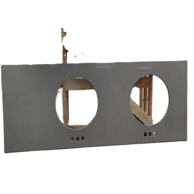 Customized Size Grey Quartz Bathroom Vanity Countertop in 61x22 inch Size  with polished surface for Home and Hotels
