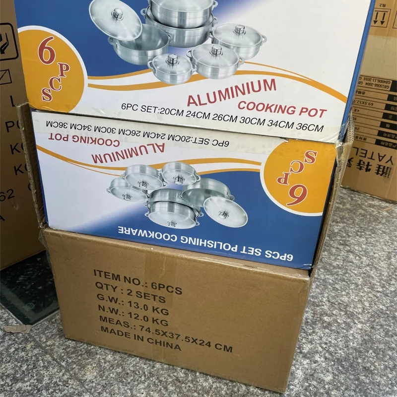 RTS Pot Cookware Set Kitchen Accessories Aluminum Round Soup Pot 6 PCS Non Stick Stewed Pot Set