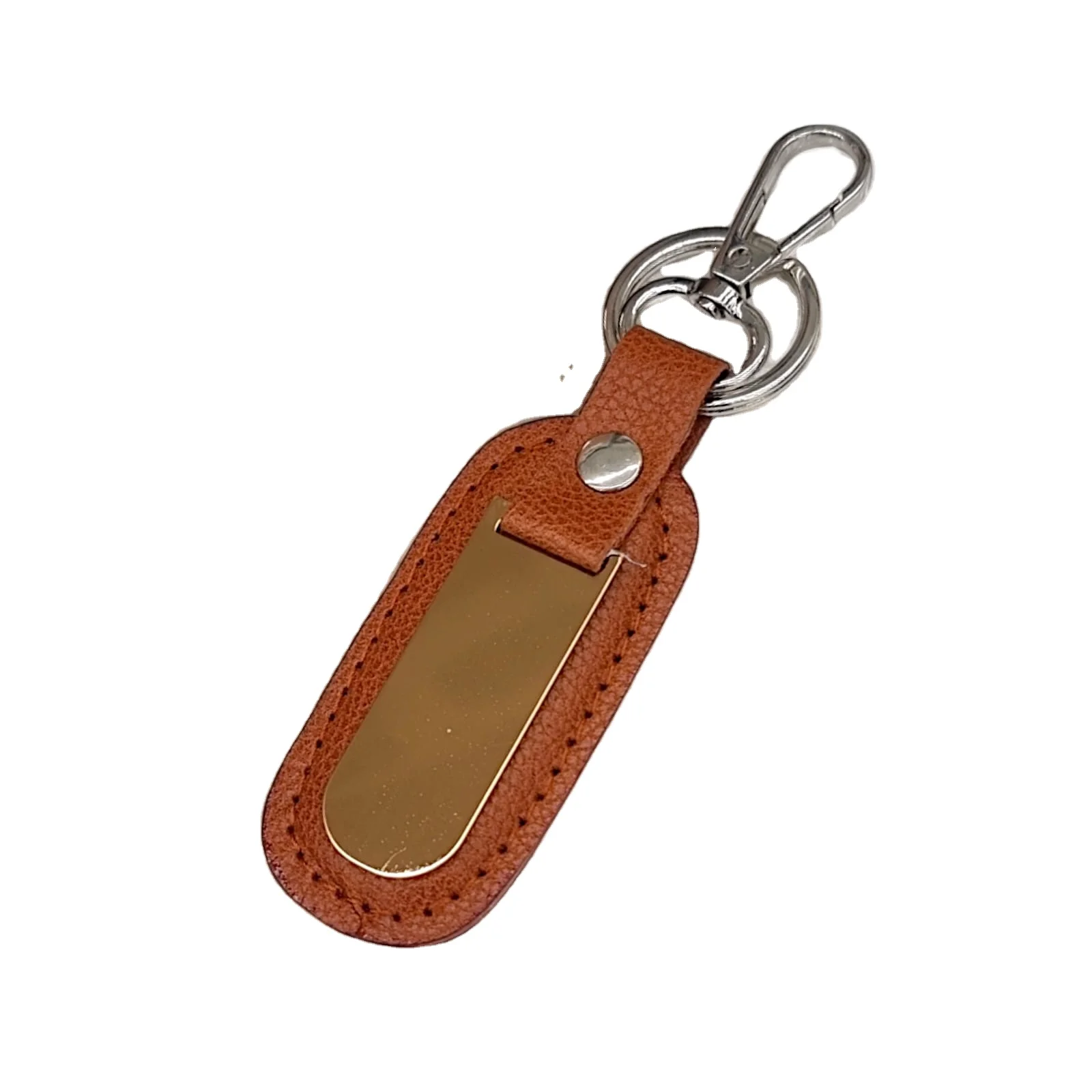 Tan Color Leather Keychain for Men & Girls Stylish Car Bike Key Rings with Heavy Metal Hook Promotional Carabiner for Key Holder