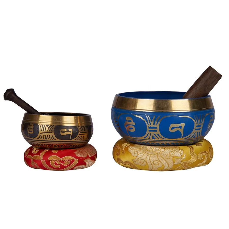 Brass Healing Bowl Tibetan Meditation Bowl Craft Bowl NP Print Seven Chakra Full Moon Metal Handmade in Nepal Bronze Buddhism