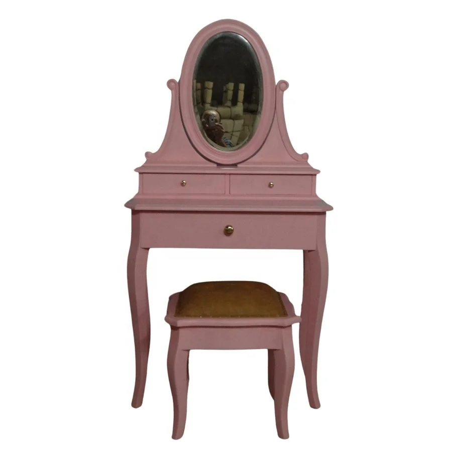 Детский туалетный столик с зеркалом Классическая Детская мебель для девочек комод с табуреткой детский набор мебели для спальни