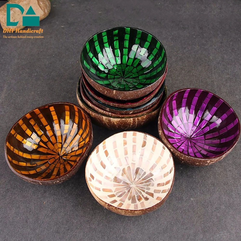 Wholesale Decoration Coconut Shell Lacquer Coconut Bowl With Customized Art Work DHT Handicraft Vietnam