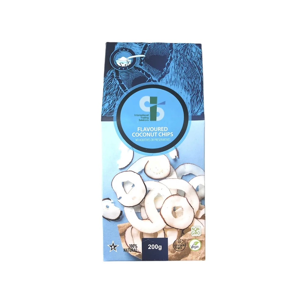Hot Sale Premium Healthy Low Fat Wholesale Non Fried Organic Coconut Chips 200g Pouch  Salt Flavored Taste Origin From Sri Lanka