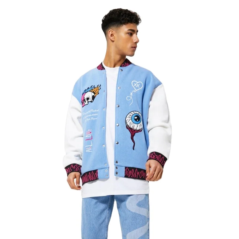 High Quality Custom CHenille Logos Baseball Jackets Wool Leather Letterman Patched Jackets