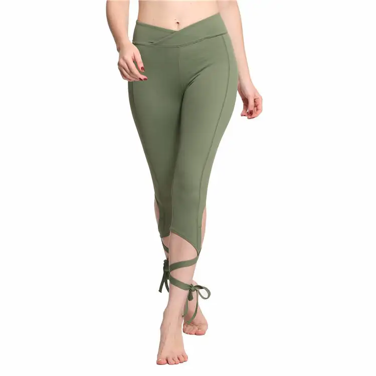 New Brand Wholesale Running Gym Fitness Sports Pant Women High Waist Green Workout Sport Leggings