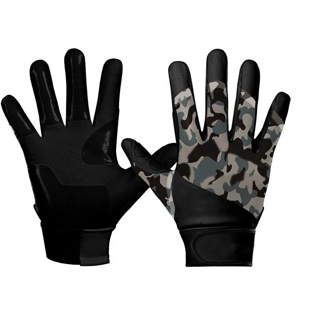 American Football Gloves Ball Feel Sensation Youth Football Receiver Gloves Tacky Football Gloves Camo Men Custom Logo PK